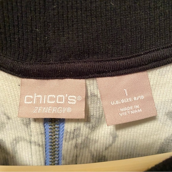 Chico’s Zenergy Top Women’s 1 US Medium Pullover Full Back Zip‎ Floral Boat Neck - Picture 5 of 13